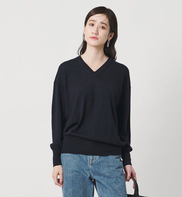 【ユナイテッドアローズ/UNITED ARROWS】 18G ウール Vネック ニット ‐ウォッシャブル‐