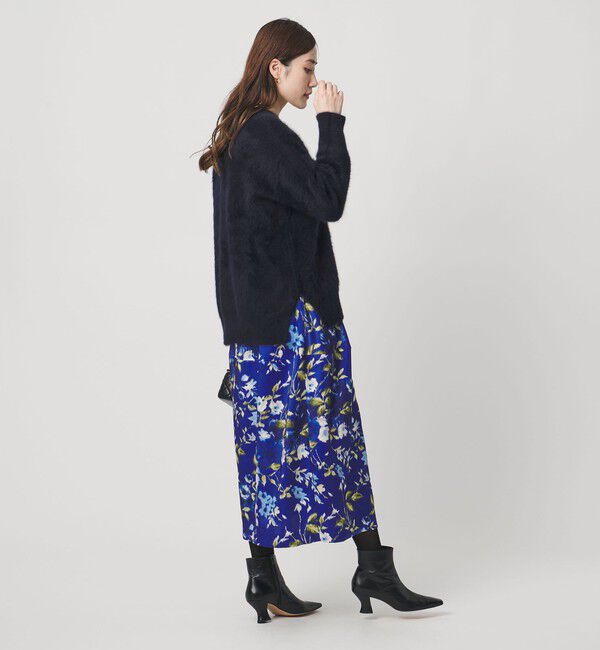 【ユナイテッドアローズ/UNITED ARROWS】 サテン コクーン プリント スカート ‐ウォッシャブル‐