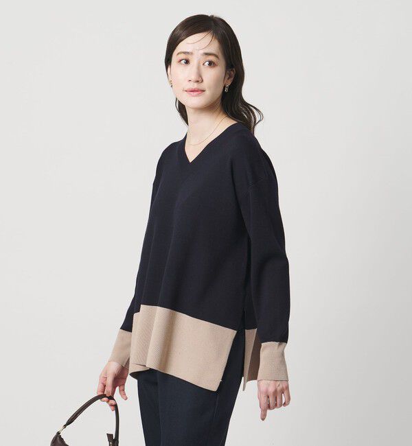 【ユナイテッドアローズ/UNITED ARROWS】 ウールブレンド Vネックニット ‐ウォッシャブル‐