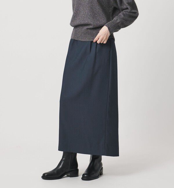 【ユナイテッドアローズ/UNITED ARROWS】 2タック デニムライク ロングスカート ‐ウォッシャブル‐