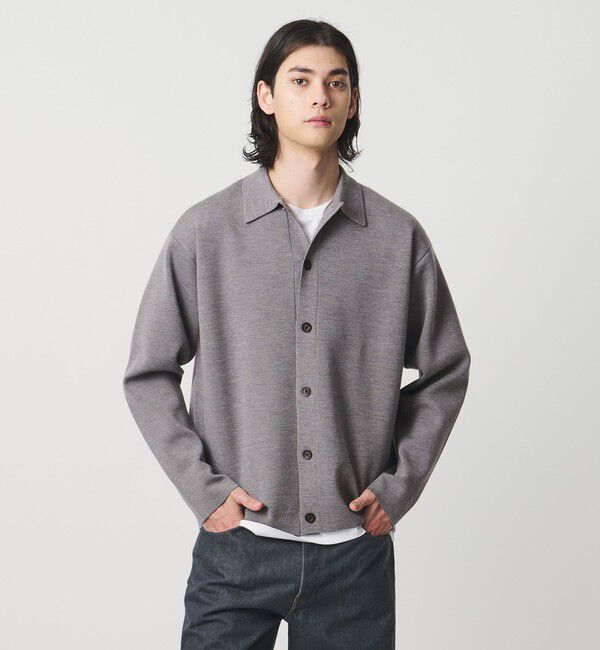 【ユナイテッドアローズ/UNITED ARROWS】 ウール カシミヤ スウェット ポロカラー カーディガン