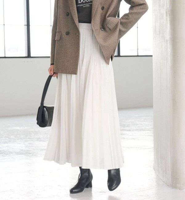 【グリーンレーベルリラクシング/green label relaxing】 シアー プリーツ スカート