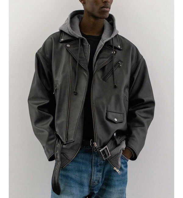 人気ファッションメンズ|【ビューティーアンドユース ユナイテッドアローズ/BEAUTY&YOUTH UNITED ARROWS】 <monkey time> シープ レザー オーバーサイズ ダブルライダースジャケット