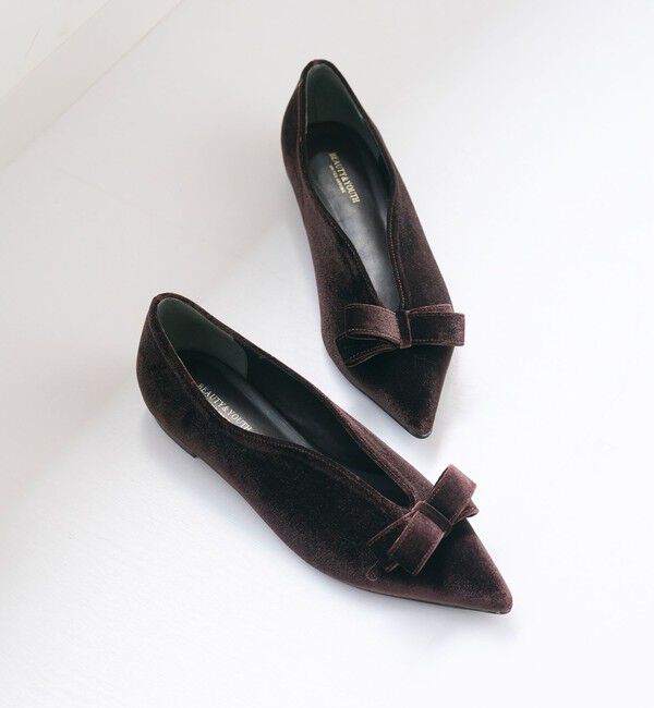 【ビューティーアンドユース　ユナイテッドアローズ/BEAUTY&YOUTH UNITED ARROWS】 ベルベット リボン Vカット フラットシューズ