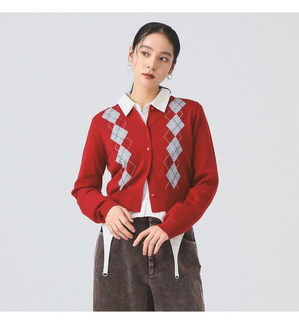 モテ系ファッションメンズ|【ビームス　ウィメン/BEAMS WOMEN】 アーガイル クルーネック カーディガン