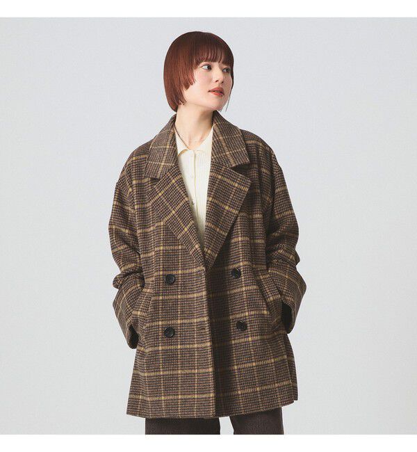 【ビームス　ウィメン/BEAMS WOMEN】 チェック ビーバー ダブル ハーフコート