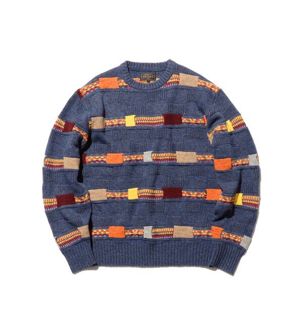 【ビームス　メン/BEAMS MEN】 Crew Jacquard Fair Isle Stripe 5G