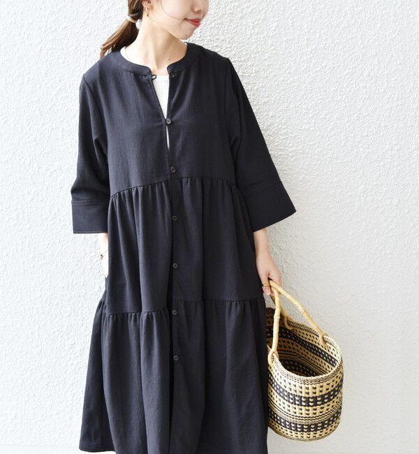 モテ系ファッションメンズ|【シップス/SHIPS】 SHIPS any:〈洗濯機可能〉リサイクル ブレンドリネン ティアード ワンピース 羽織り