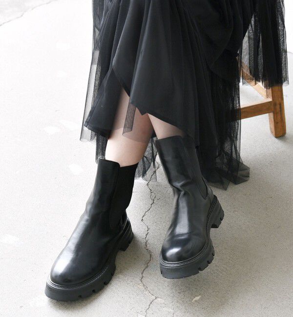 【WEB限定】SHIPS any: トラックソール サイドゴア ブーツ 24FW