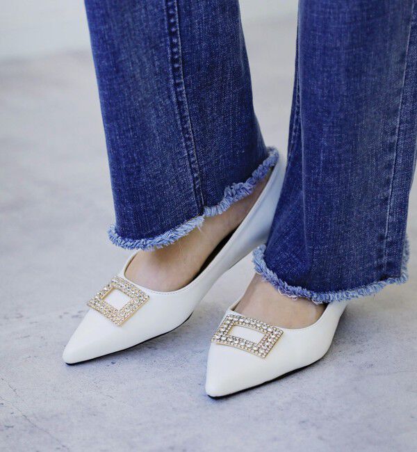 【シップス/SHIPS】 quaranciel: ビジュー モチーフ ポインテッド パンプス