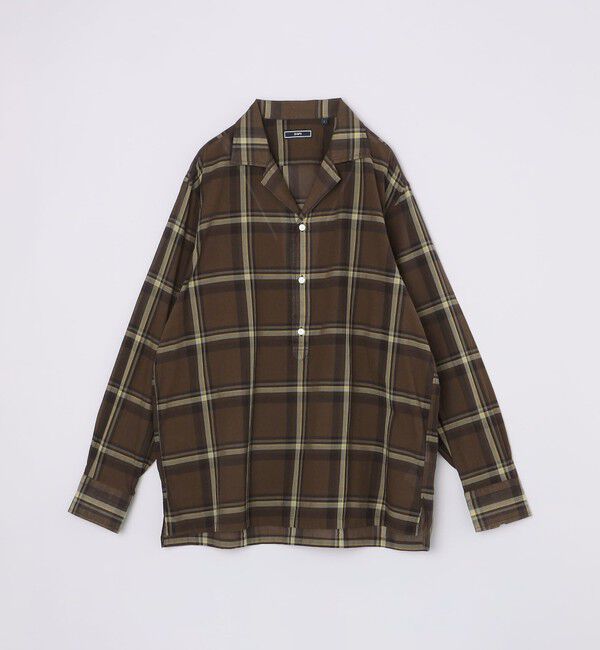 【シップス/SHIPS】 SHIPS: オープンカラー コットン マドラスチェック プルオーバー シャツ