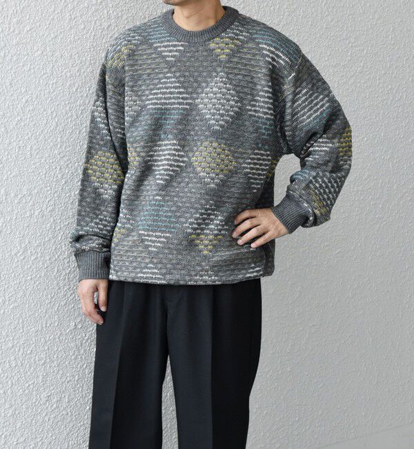 【シップス/SHIPS】 SHIPS any: 〈手洗い可能〉ジオメトリック ジャガード クルーネック ルーズ ニット◇