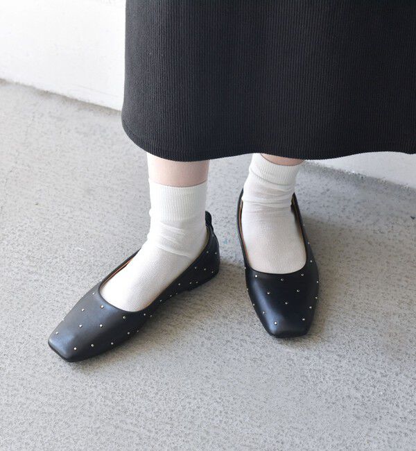 【シップス/SHIPS】 【SHIPS any別注】eblouna: スタッズ スクエアトゥ フラット パンプス