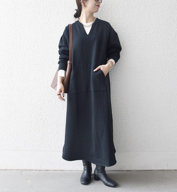 コットンシルクカノコ クルーネックワンピース（GALERIE VIE