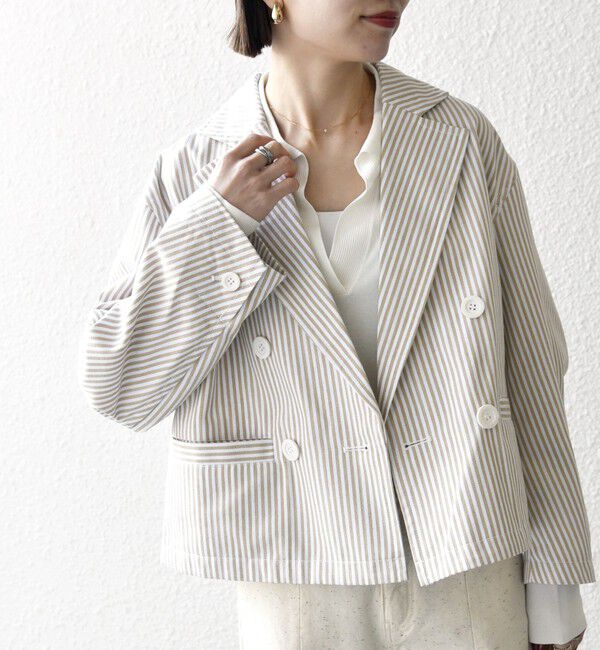 【シップス/SHIPS】 SHIPS any:〈洗濯機可能〉ヒッコリー ショート テーラード ジャケット