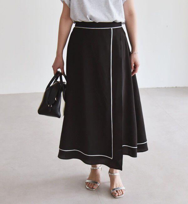 quaranciel:〈洗濯機可能〉パイピング Aライン ラップ スカート
