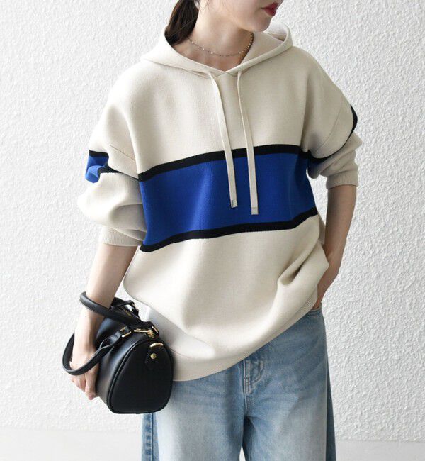 人気メンズファッション|【シップス/SHIPS】 SHIPS any:〈手洗い可能〉パネル ボーダー フーディー ニット プルオーバー