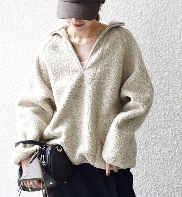 メンズファッションオススメ|【シップス/SHIPS】 《一部追加予約》SHIPS any:〈洗濯機可能〉ボア フリース ハーフジップ プルオーバー