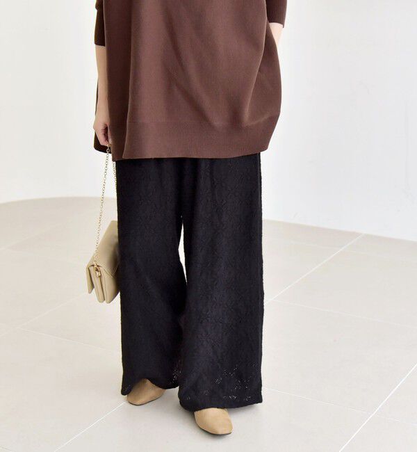 【シップス/SHIPS】 quaranciel:〈洗濯機可能〉フラワー レース ワイド パンツ