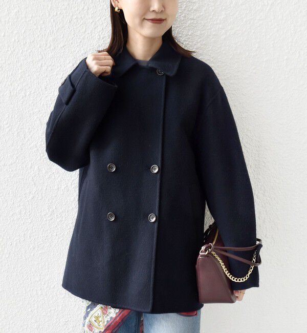美品　23AW セオリー カシミヤ ダブルフェイスショートコート ネイビー　40 ウールカシミヤ ダブルフェイス ショートコート（Edition）｜ルミネの