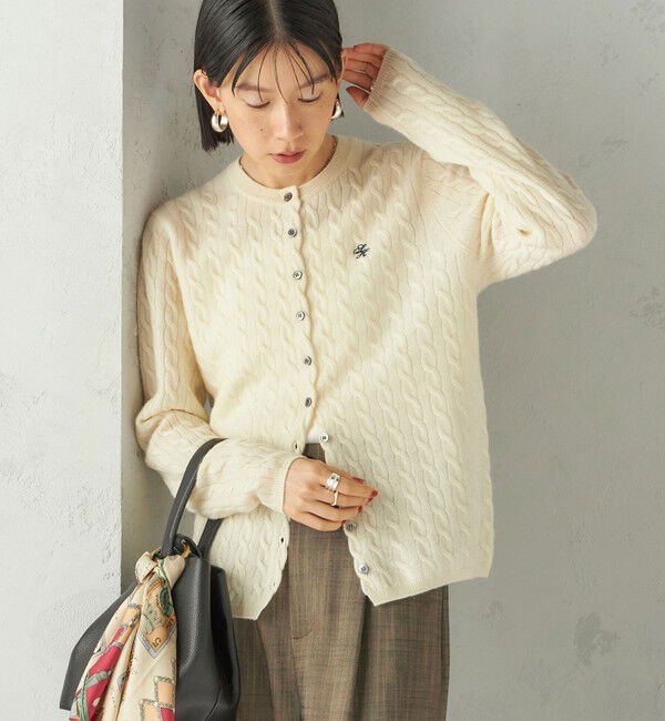 ファッションメンズのイチオシ|【シップス/SHIPS】 カシミヤ 細 ケーブル クルーネック カーディガン