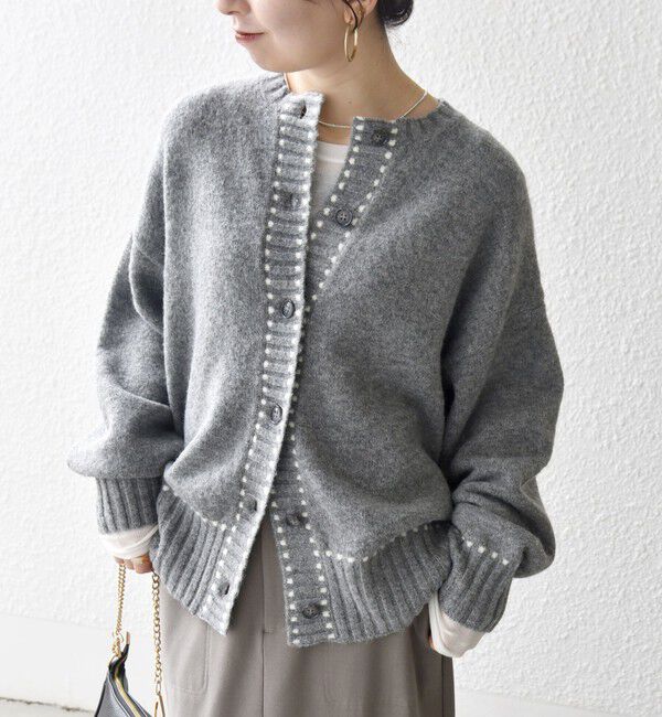 MACPHEE ループジャガード　ジップアップカーディガン MACPHEE（マカフィー） カーディガン ループジャカード ジップアップ