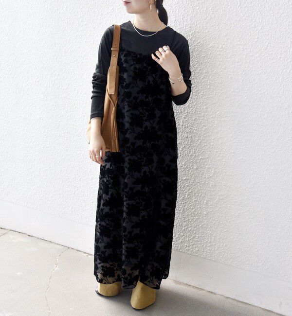 SHIPS any:〈手洗い可能〉フラワー オパール ロング キャミワンピース