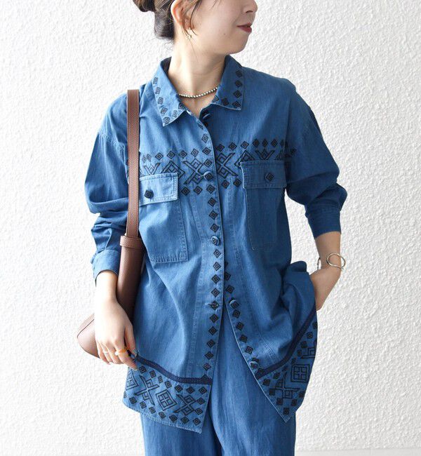 【シップス/SHIPS】 《予約》bon_meur:〈洗濯機可能〉エンブロイダリー デニム シャツ ジャケット