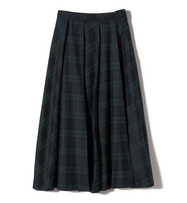 【シップス/SHIPS】 SHIPS Primary Navy Label:フラノ パネル チェック フレア スカート