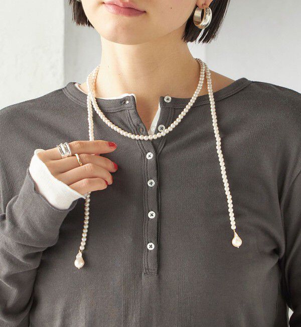 【シップス/SHIPS】 淡水 バロック パール ラリエット ネックレス