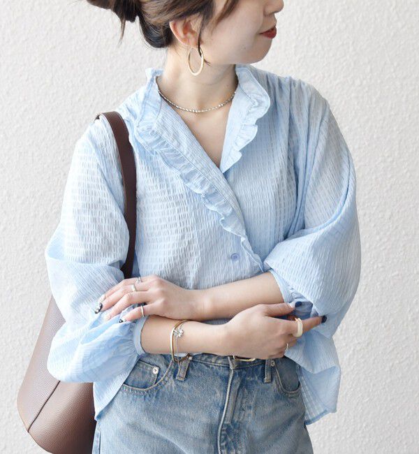 【シップス/SHIPS】 《予約》SHIPS any:〈洗濯機可能〉2WAY シアー フリル ブラウス