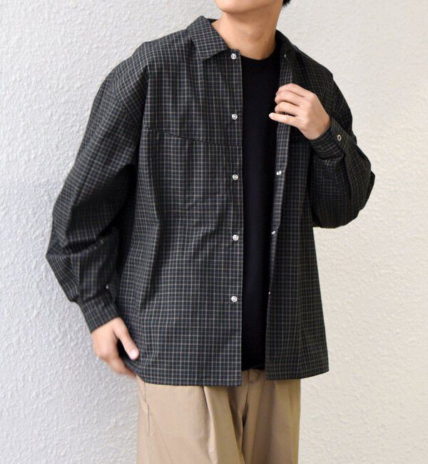 【シップス/SHIPS】 SHIPS any:〈洗濯機可能〉マイクロ チェック リング スナップボタン コーチ シャツ◆