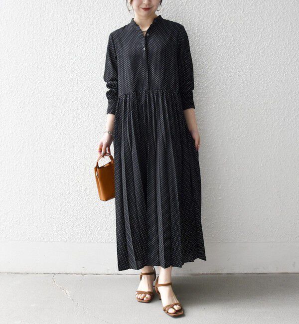 SHIPS any: エア ニードル クルーネック タック フレア ワンピース