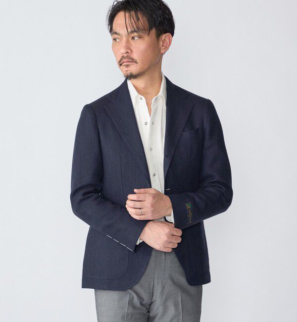 人気ファッションメンズ|【シップス/SHIPS】 SHIPS: Lanificio di Pray ヘリンボーン ネイビー ジャケット