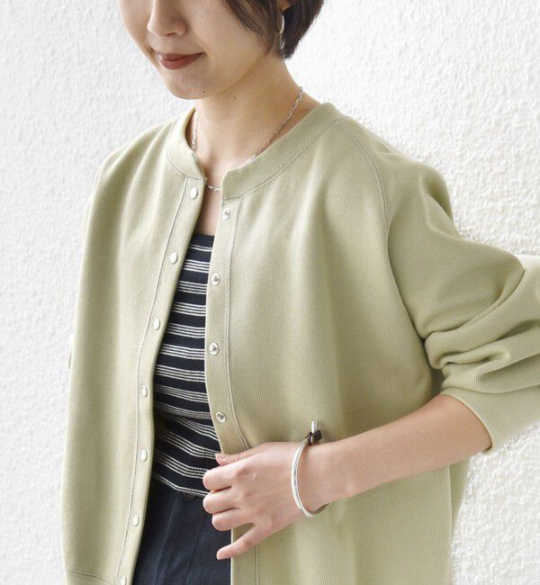 〈洗濯機可能〉コットン リブ スナップ ボタン カーディガン