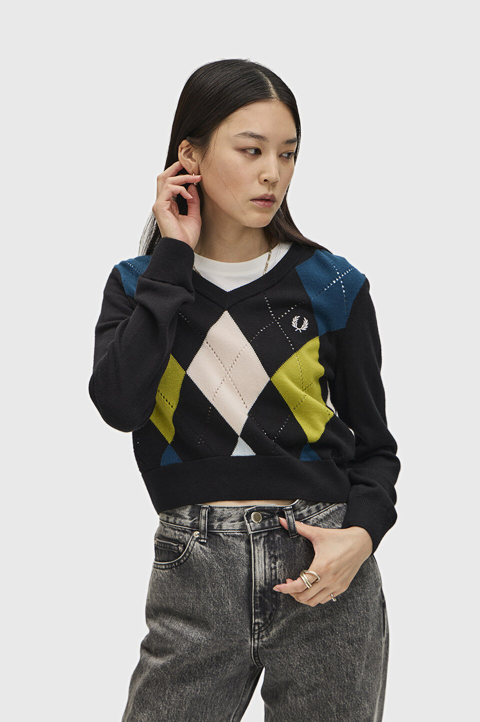 【フレッドペリー/FRED PERRY】 Argyle Pointelle Jumper