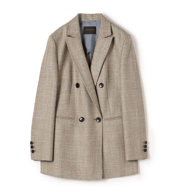 【トゥモローランド/TOMORROWLAND】 SILK AIR GLEN CHECK ダブルブレストジャケット