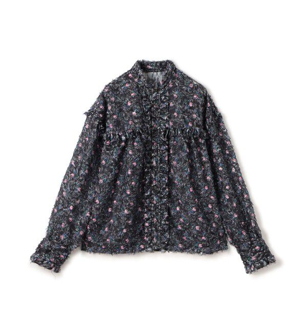 ラメカットジャカード カラーフリルブラウス