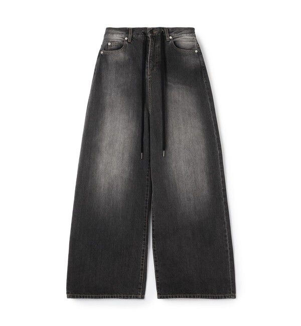 ブラックデニム ドローコードパンツ