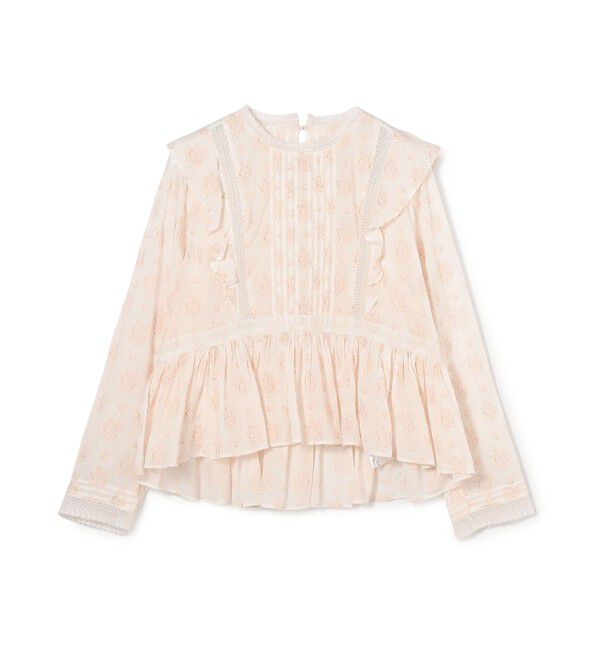 コットンプリント ペプラムブラウス