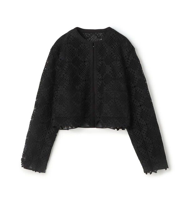 【WEB先行予約】ブルームリーフレース レイヤードノーカラージャケット