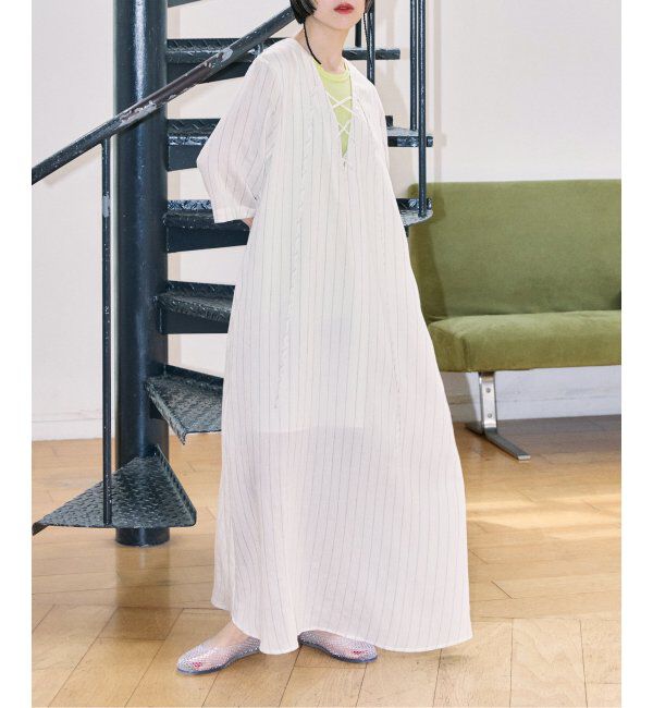 【シティショップ/CITYSHOP】 LACE UP LINEN DRESS：ワンピース