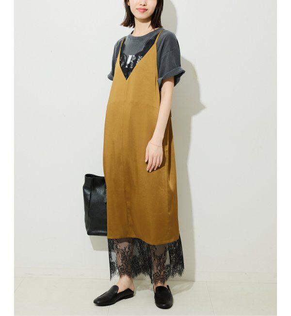 【イエナ/IENA】 レースサテンワンピース