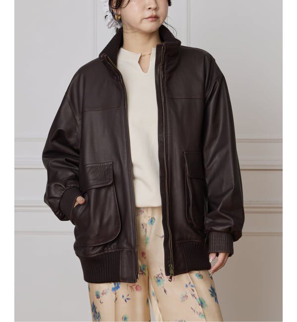 【イエナ/IENA】 IENA LA BOUCLE レザースタンドネックブルゾン