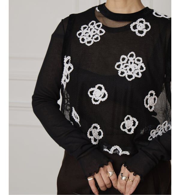 【イエナ/IENA】 IENA LA BOUCLE メッシュフラワーレースベスト