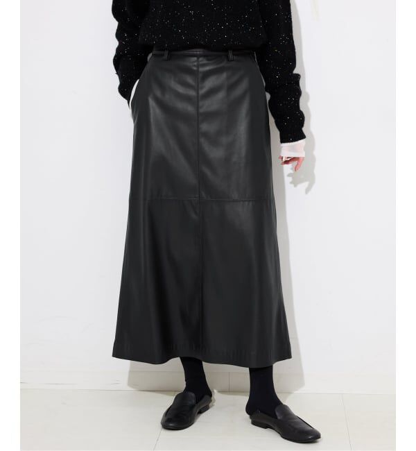 【イエナ/IENA】 《追加》フェイクレザーフレアスカート