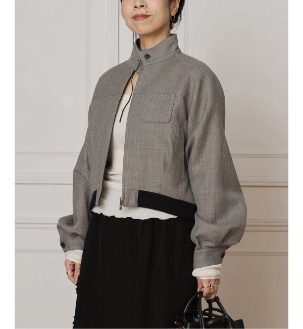 【イエナ/IENA】 シャークスキンクロップトブルゾン