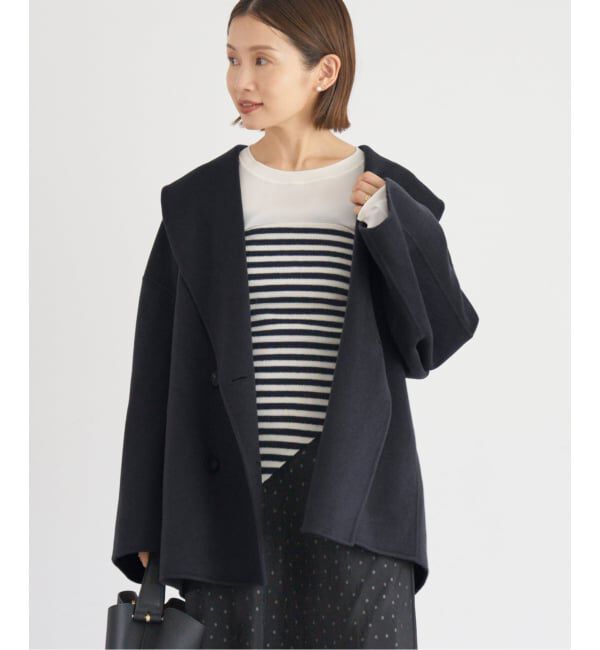 【イエナ/IENA】 《追加》Super160 ショールカラーハーフコート