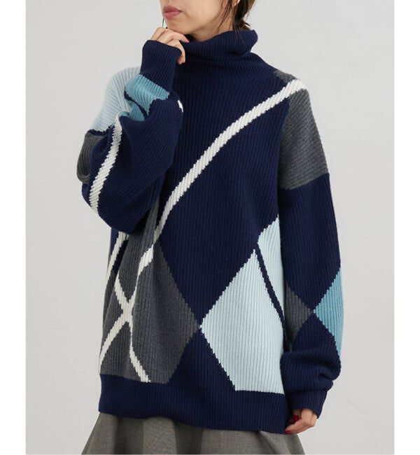 【イエナ/IENA】 BOMPARD/ボンパール OVERSIZED ARGYLE INTARSIA TURTLE ニット MO4113