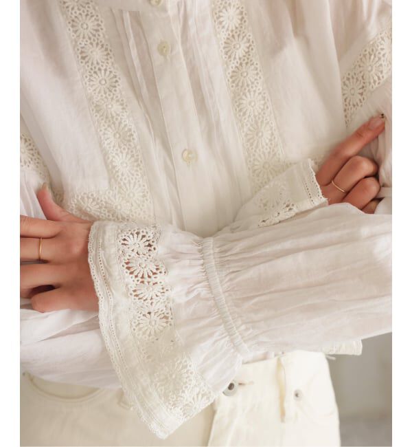 追加予約》IENA LA BOUCLE antik dantel レースヘンリーネックプル